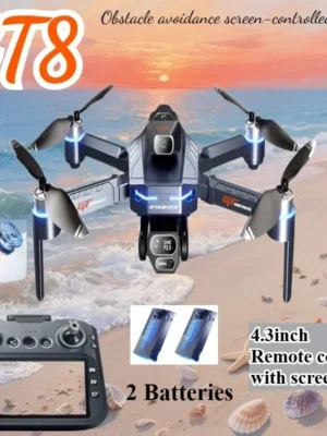 Drone 4K HD GT8 Camera Obstacle Avoidance Aerial Photography Brushless Drone with Screen Foldable RC Drone Quadcopter RTF