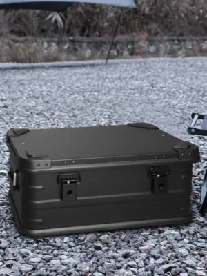 30L 50L 80L Aluminum Alloy Travel Storage Box Black